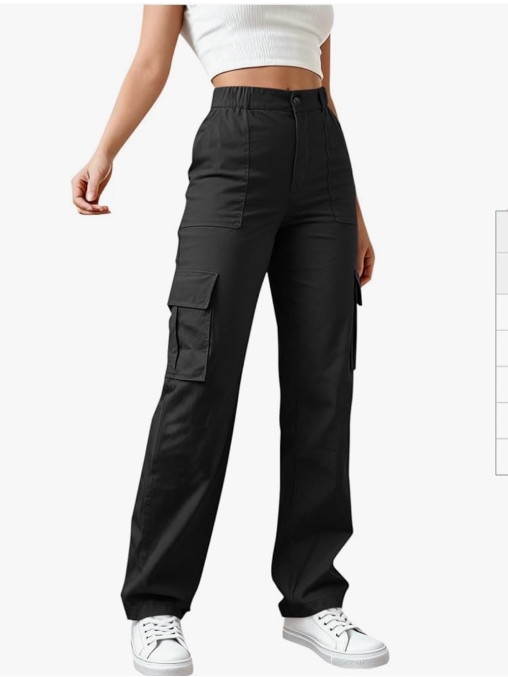 High-Rise Black Wide-Leg Cargo Pants - Picture 2 of 10